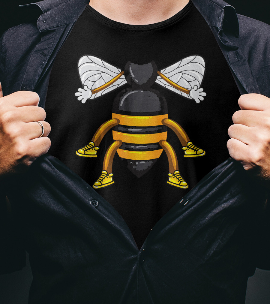Funny Bee Costume With Sneakers And Cartoon Style Honeybee T-Shirt