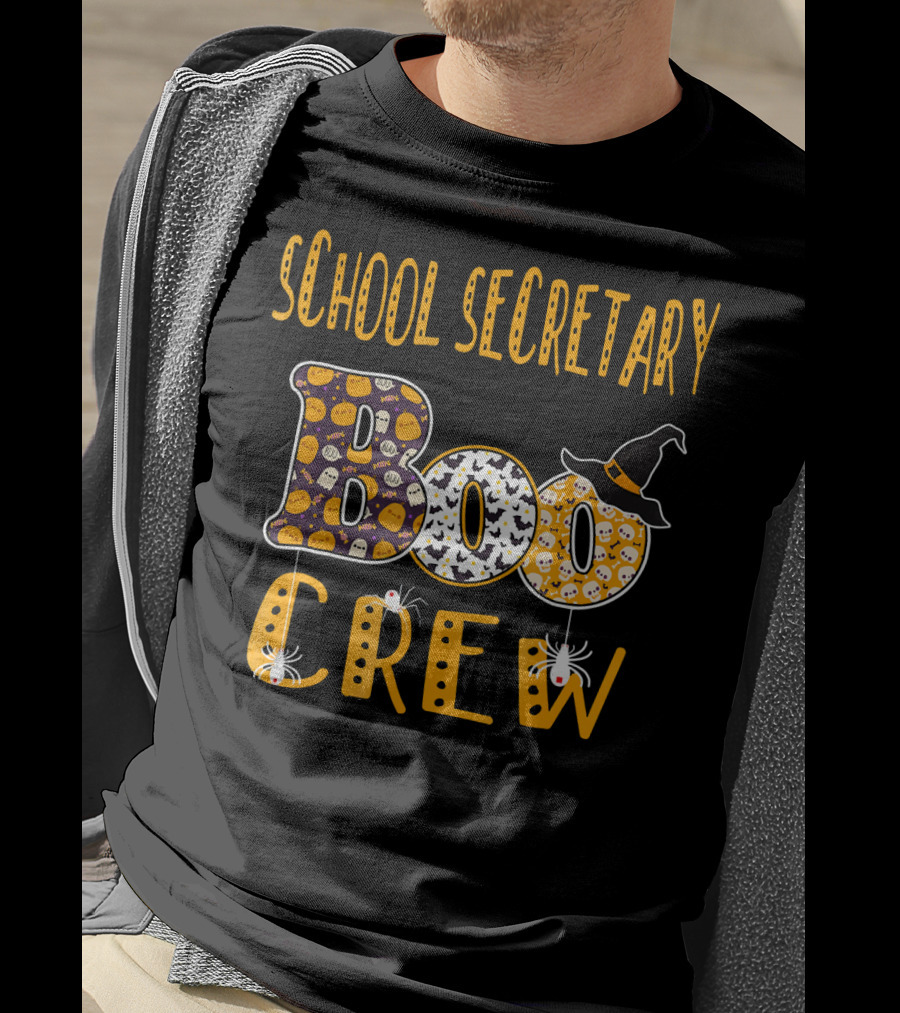 School Secretary Boo Crew Halloween Teacher T-Shirt