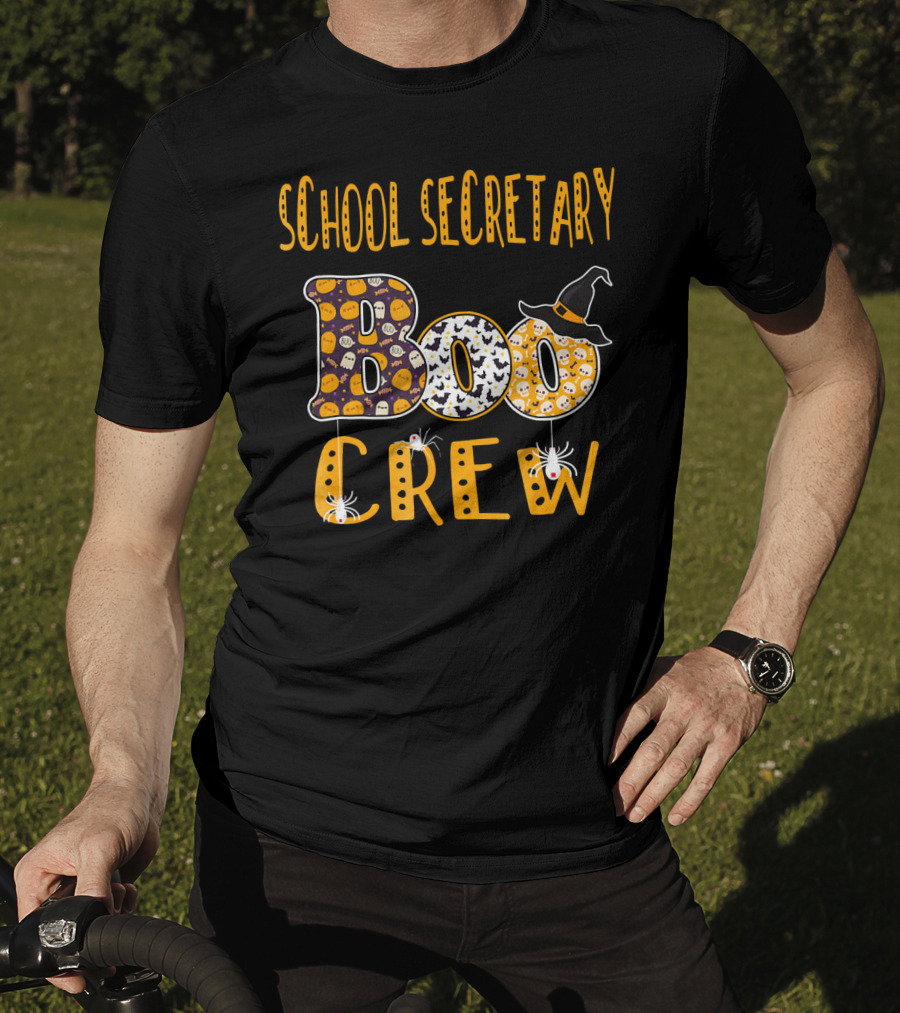 School Secretary Boo Crew Halloween Teacher T-Shirt