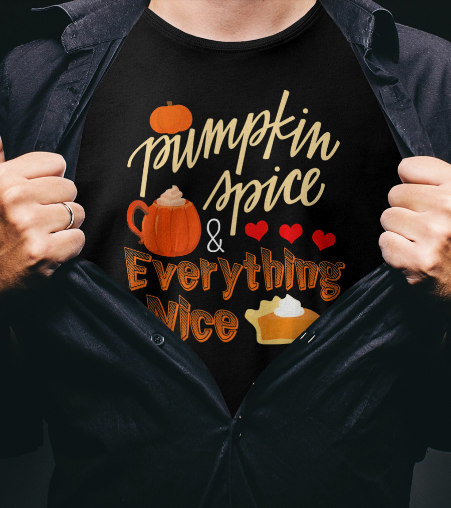 Pumpkin Spice And Everything Nice Hearts Pie Slice T-Shirt