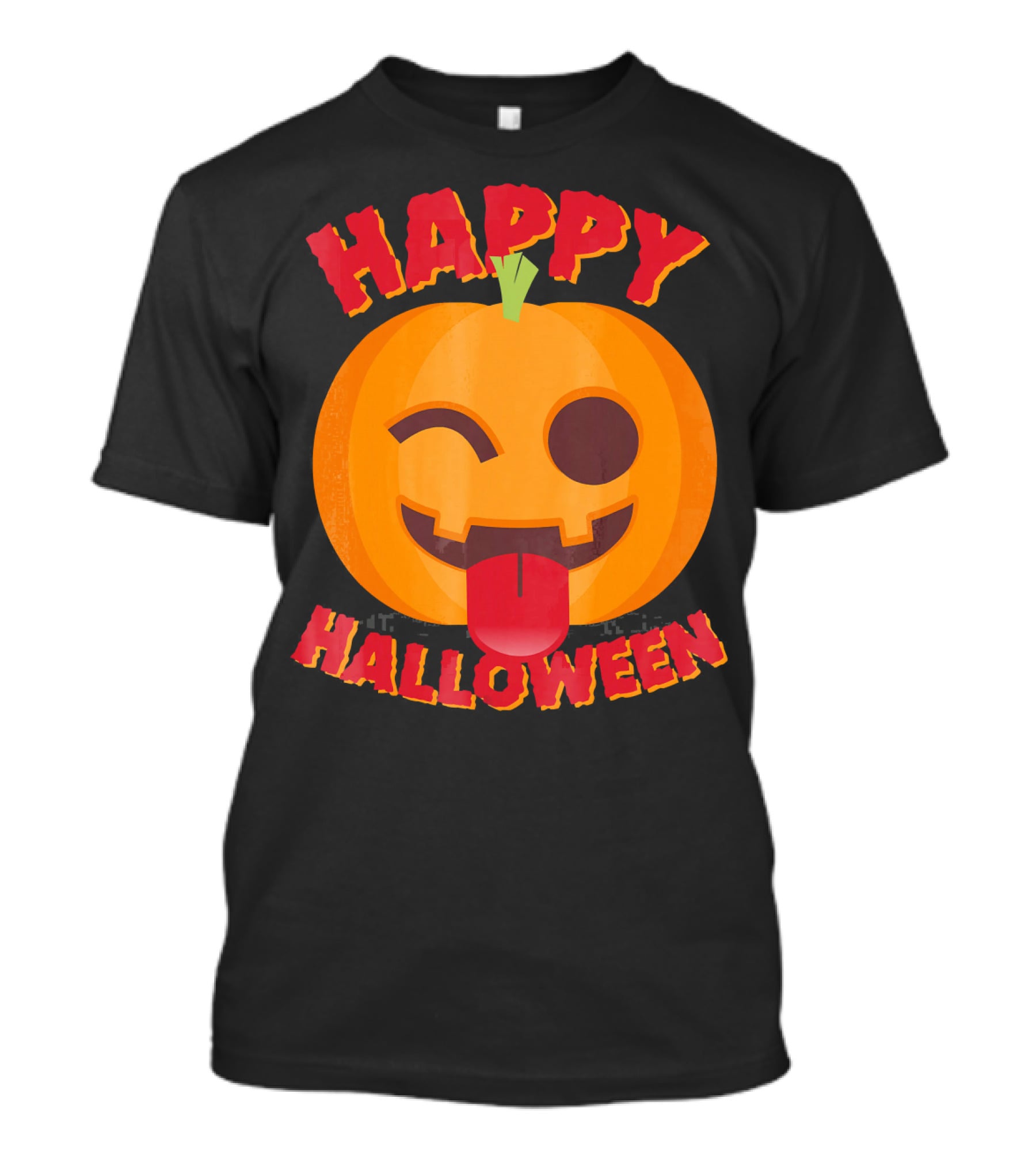 Happy Halloween Emoji Pumpkin Face With Tongue Out T-Shirt