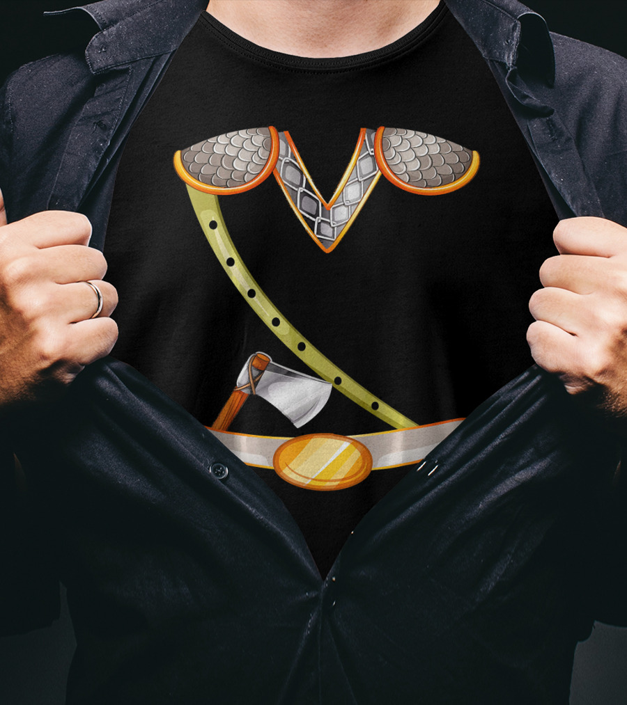 Viking Costume Norse Axe And Armor Halloween Idea T-Shirt
