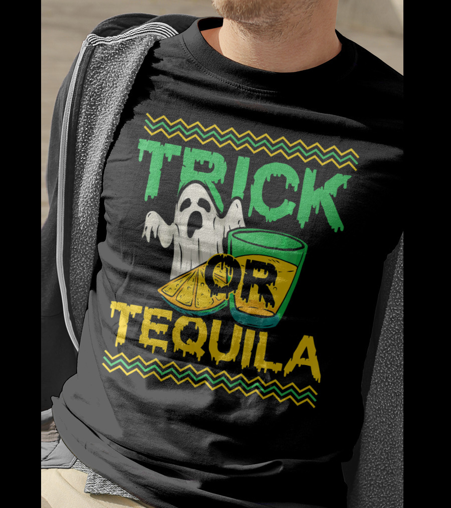 Trick Or Tequila Ghost Lemon Shot Halloween T-Shirt