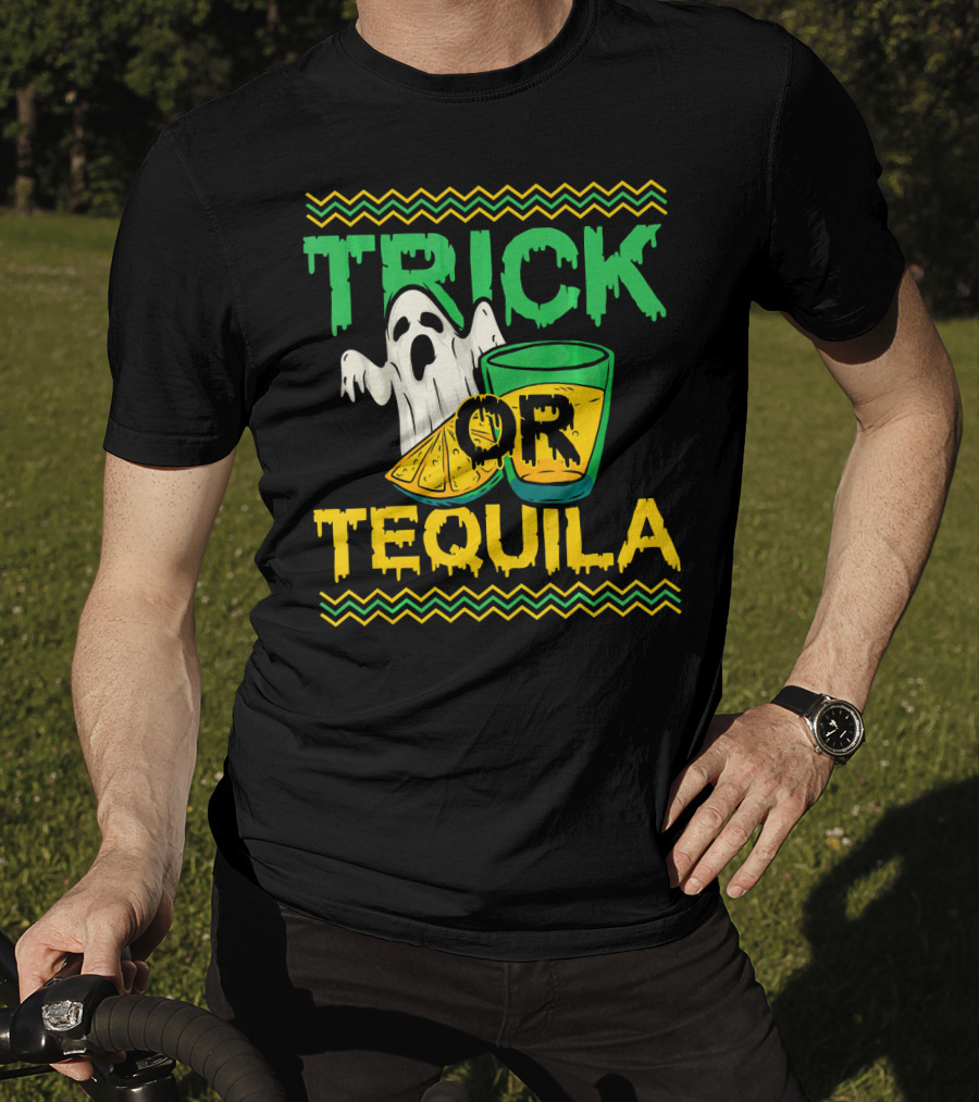 Trick Or Tequila Ghost Lemon Shot Halloween T-Shirt