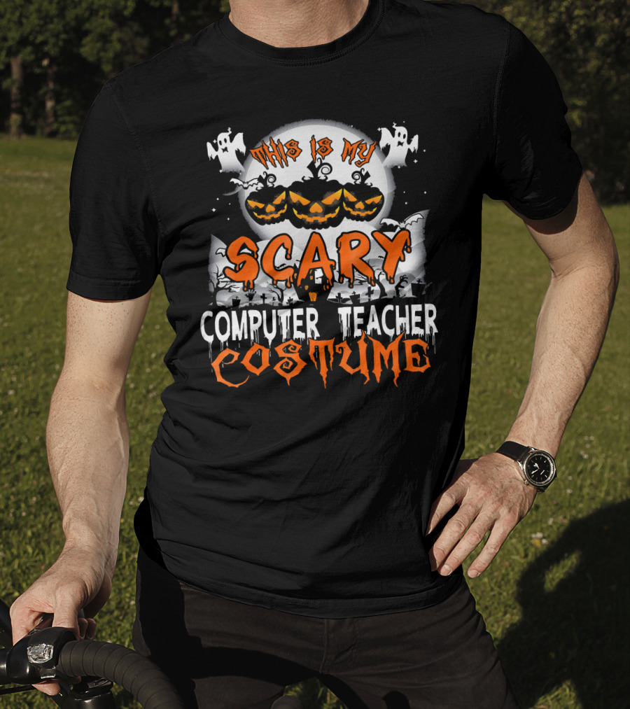 This Is My Scary Computer Teacher Costume With Ghosts And Jack-o'-Lanterns T-Shirt