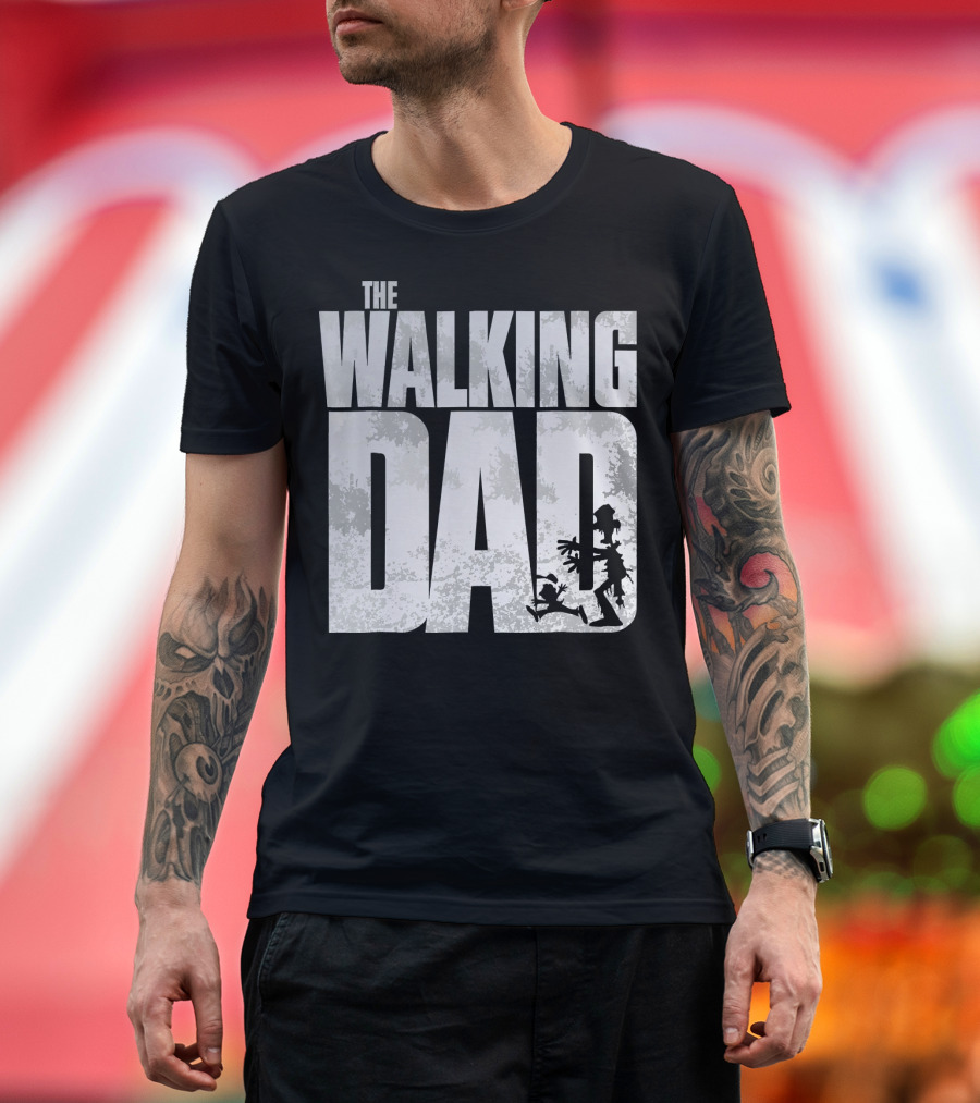 The Walking Dad Zombie Silhouette Scary T-Shirt
