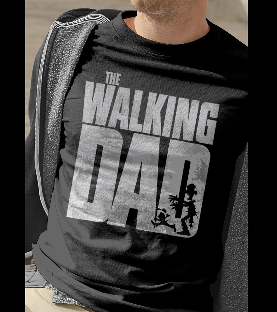 The Walking Dad Zombie Silhouette Scary T-Shirt