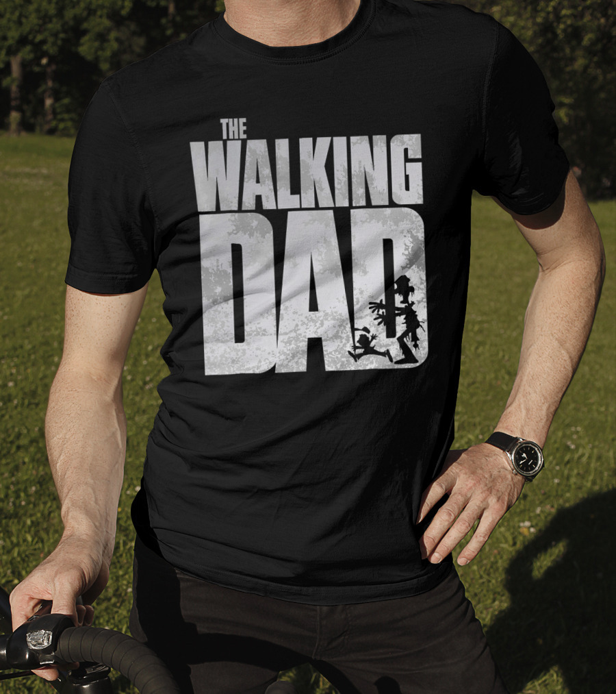The Walking Dad Zombie Silhouette Scary T-Shirt
