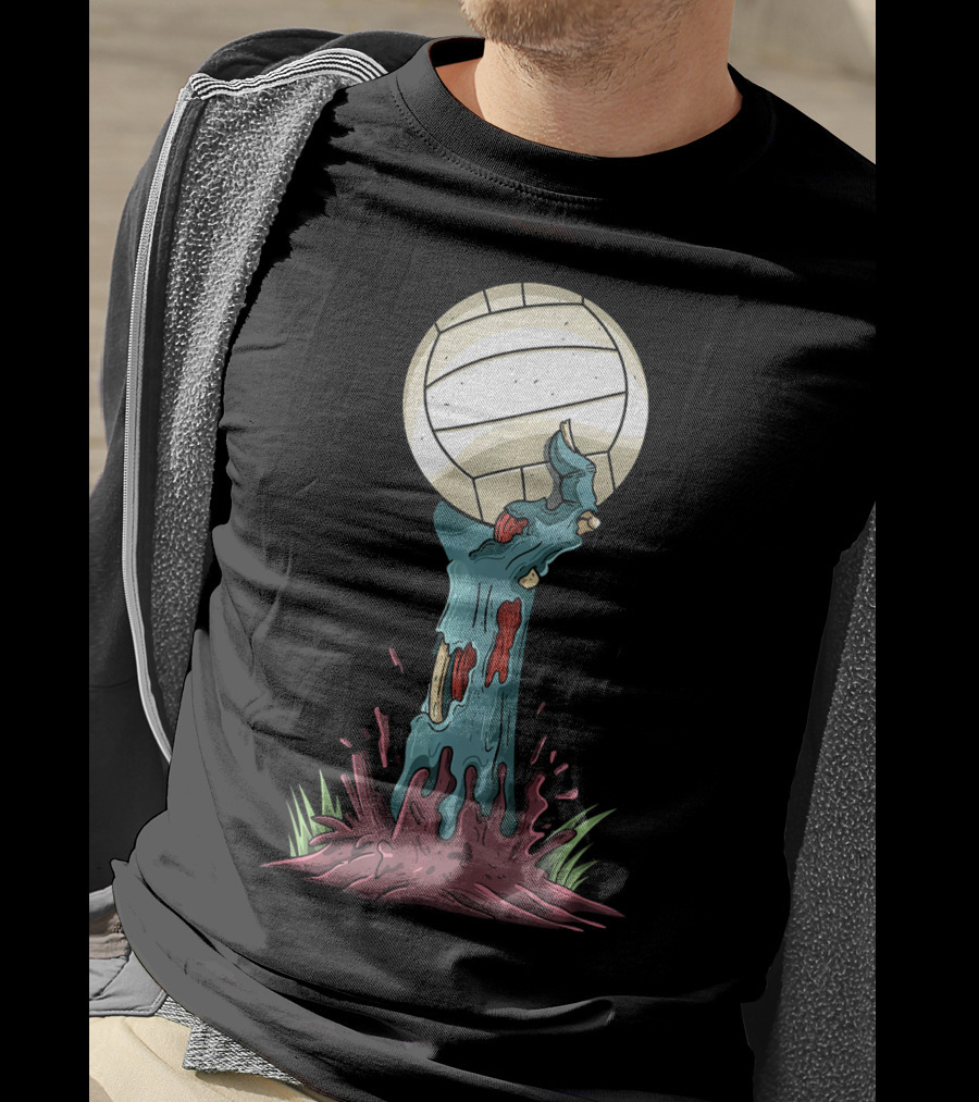 Zombie Hands Rising With Volleyball T-Shirt