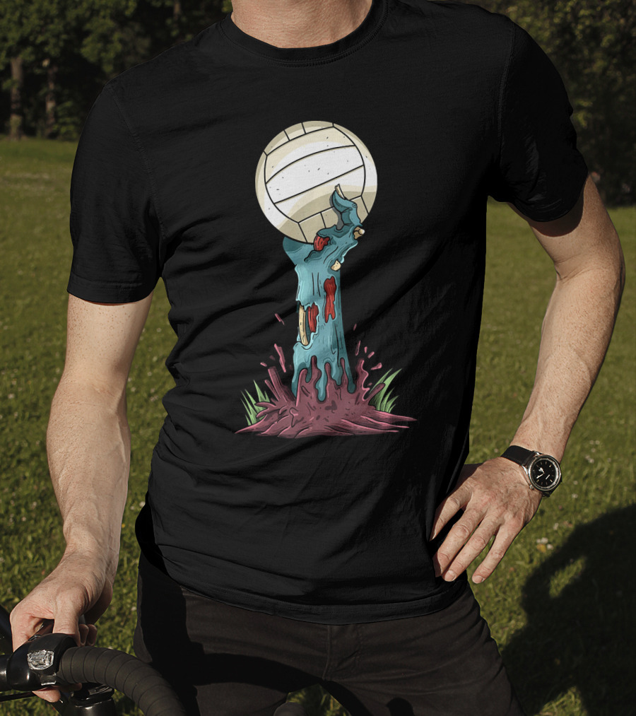 Zombie Hands Rising With Volleyball T-Shirt