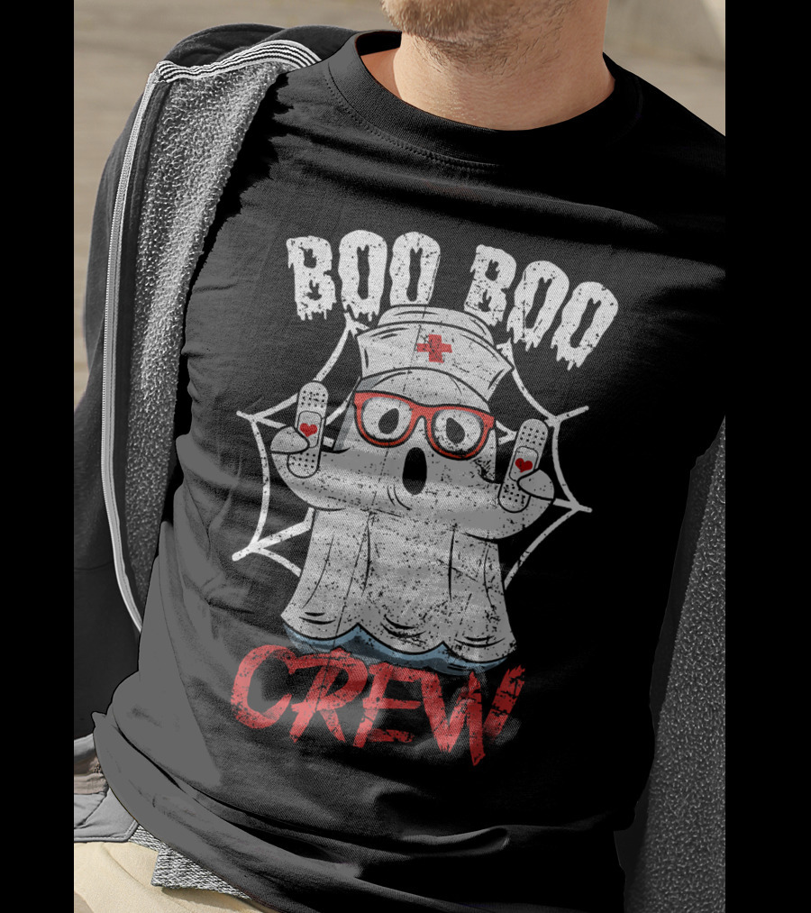 Boo Boo Crew Halloween Costume Nurse Ghost T-Shirt