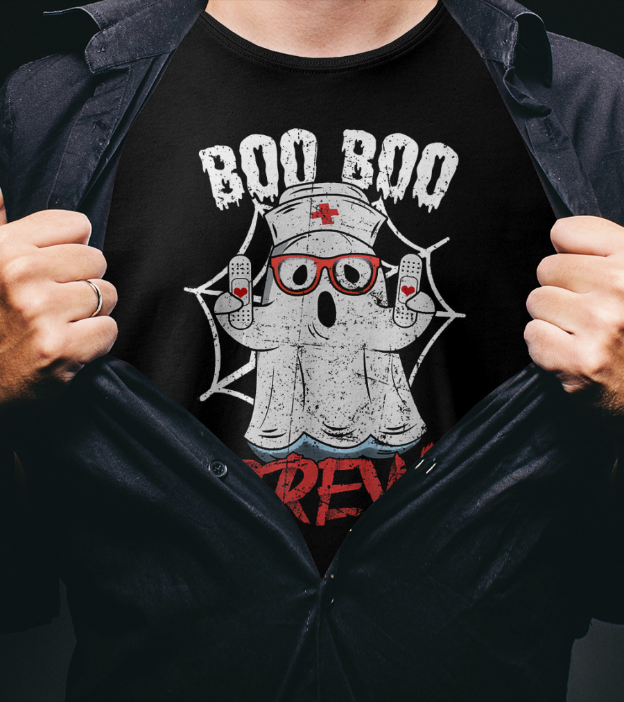 Boo Boo Crew Halloween Costume Nurse Ghost T-Shirt