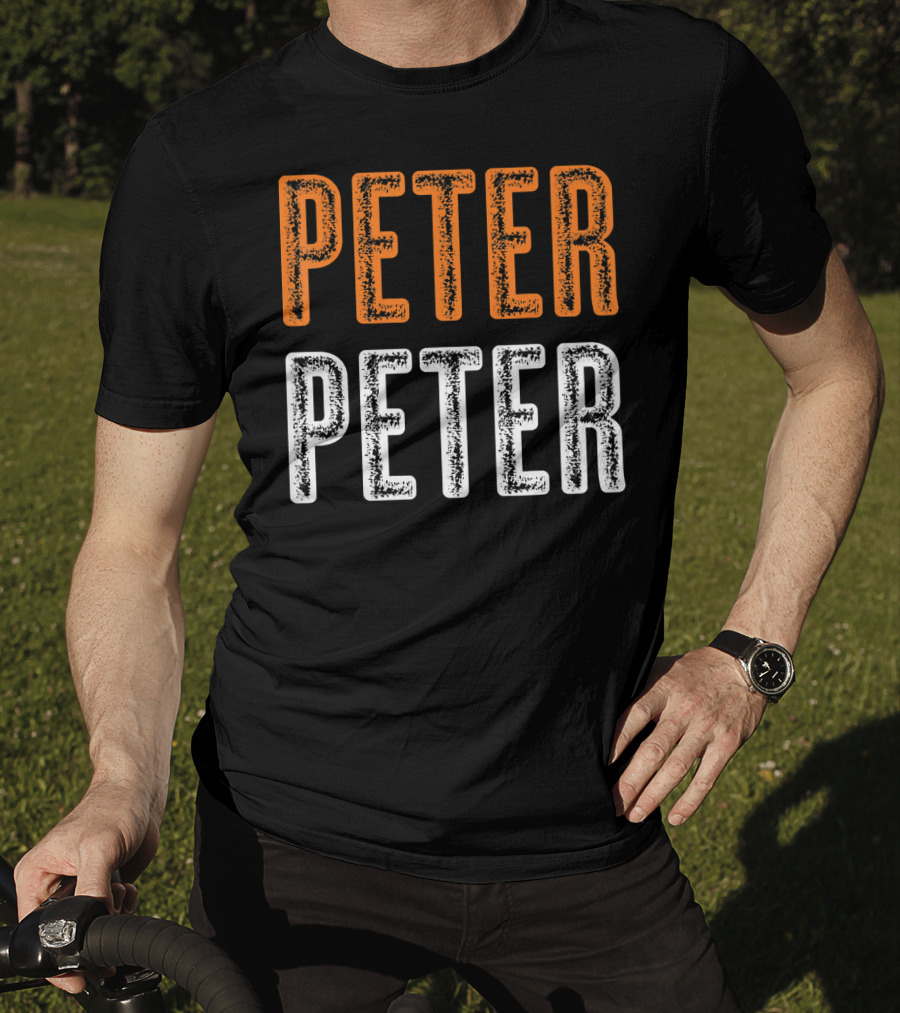 Peter Peter Pumpkin Eater Halloween Style Text Orange White T-Shirt