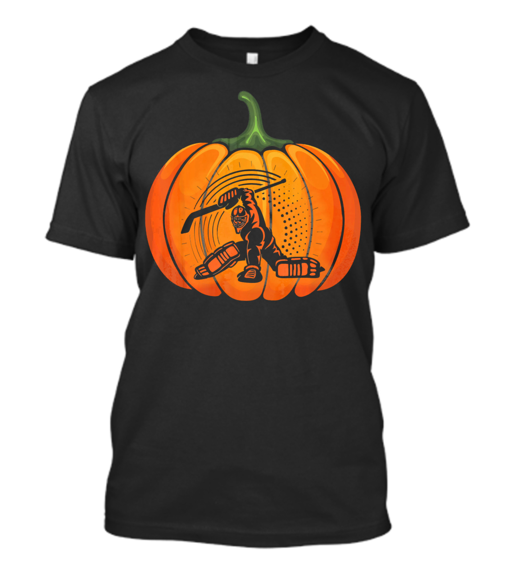 Hockey Goalie Pumpkin Scary Mask Jack-o'-Lantern T-Shirt
