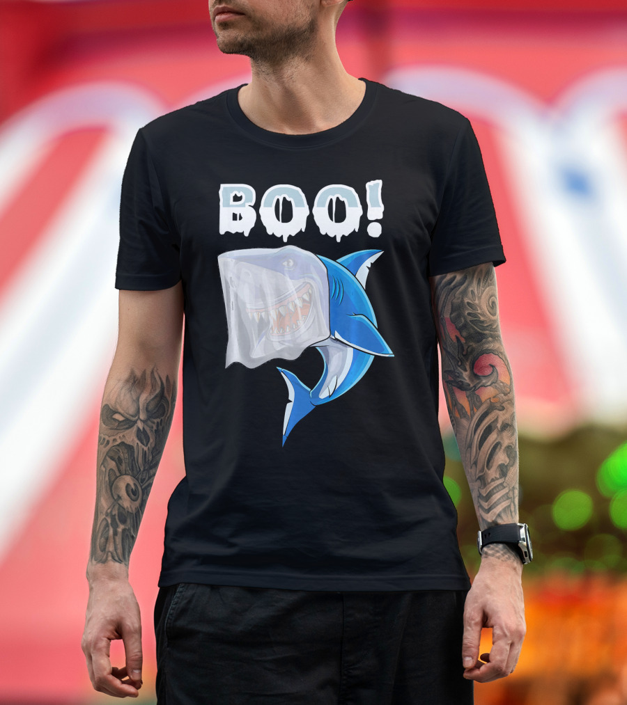 Boo Shark Ghost Halloween Trick Boo T-Shirt