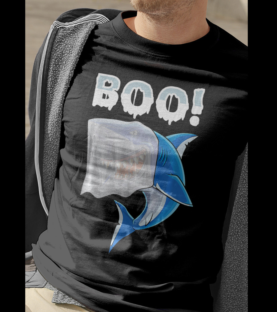 Boo Shark Ghost Halloween Trick Boo T-Shirt