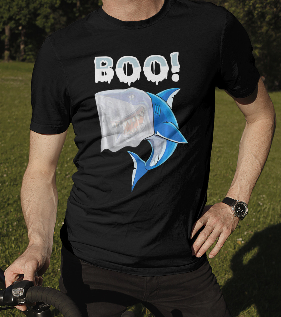 Boo Shark Ghost Halloween Trick Boo T-Shirt