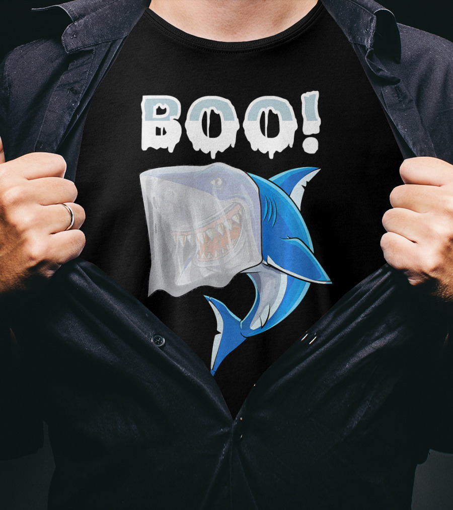 Boo Shark Ghost Halloween Trick Boo T-Shirt