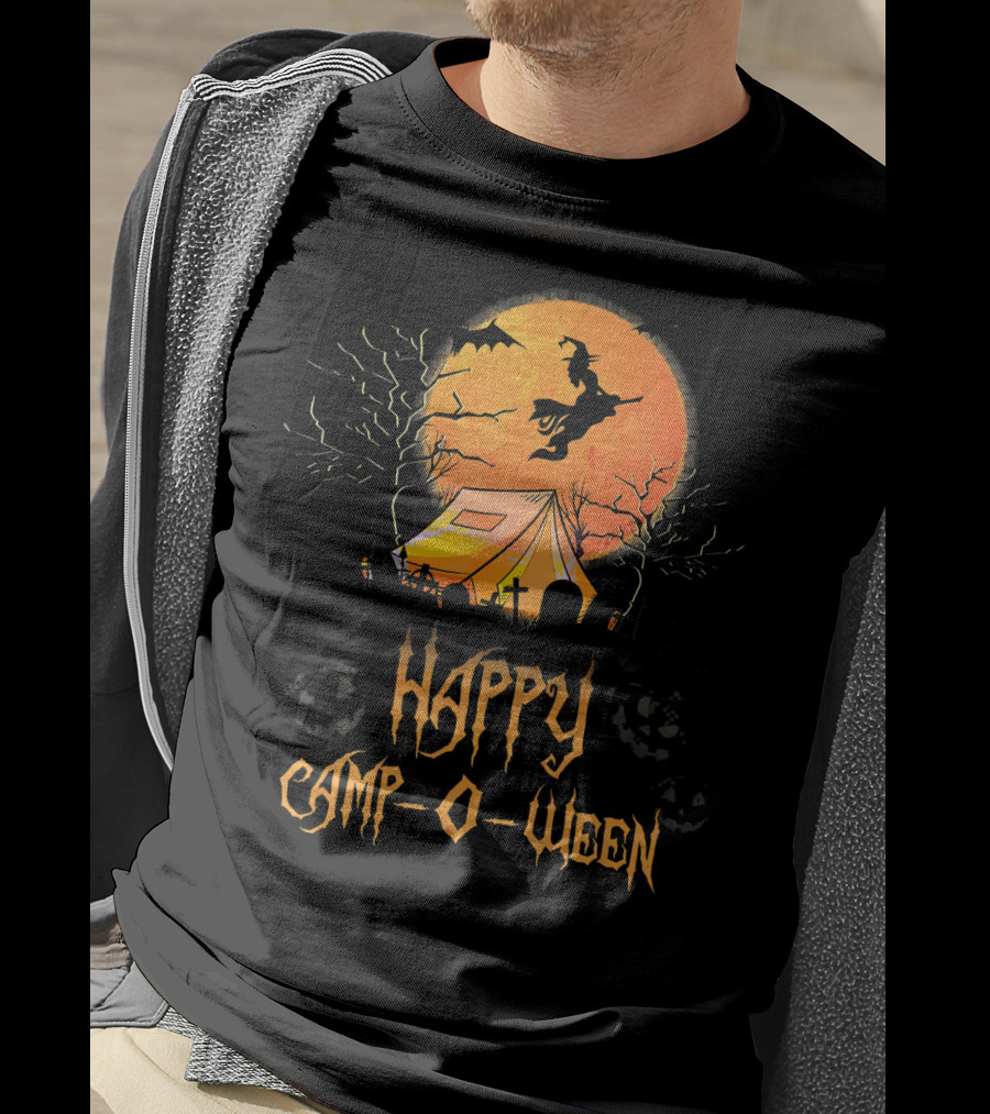 Happy Camp O Ween Halloween Witch Tent Scene T-Shirt