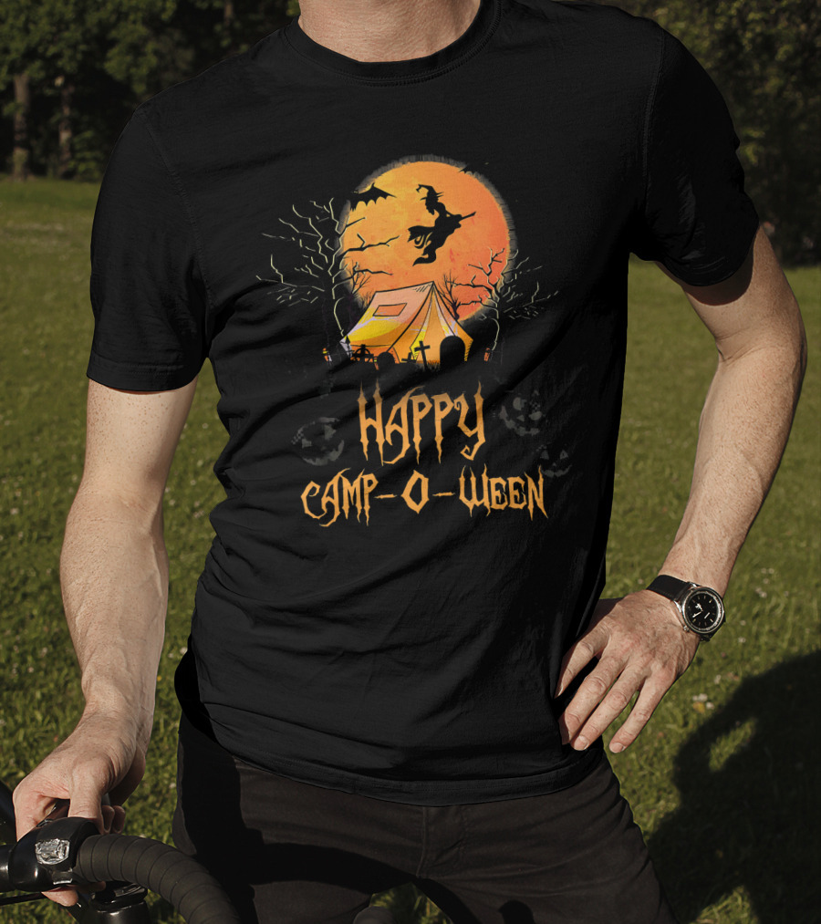Happy Camp O Ween Halloween Witch Tent Scene T-Shirt