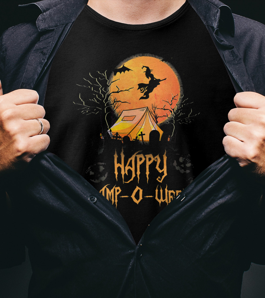 Happy Camp O Ween Halloween Witch Tent Scene T-Shirt