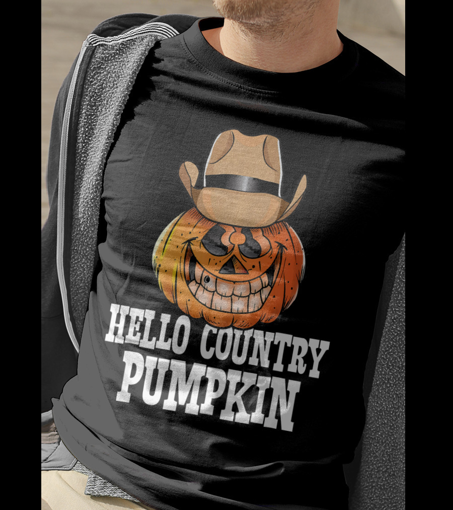 Hello Country Pumpkin Cowboy Jack-O'-Lantern T-Shirt