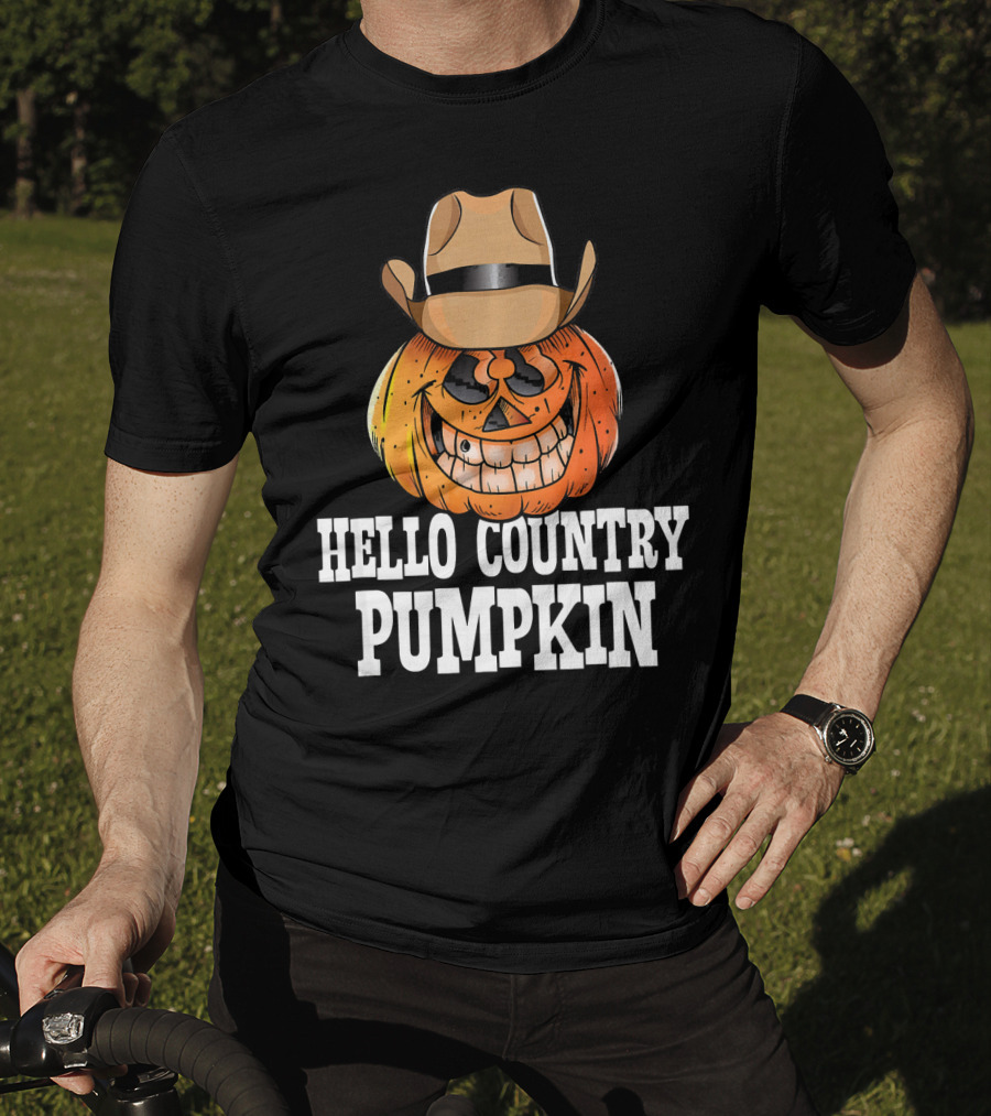 Hello Country Pumpkin Cowboy Jack-O'-Lantern T-Shirt
