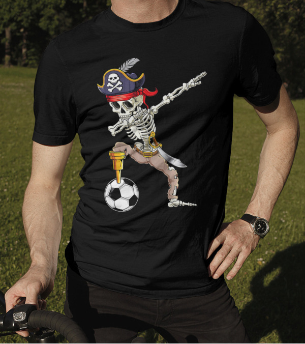 Pirate Skeleton Dabbing With Soccer Ball And Saber T-Shirt