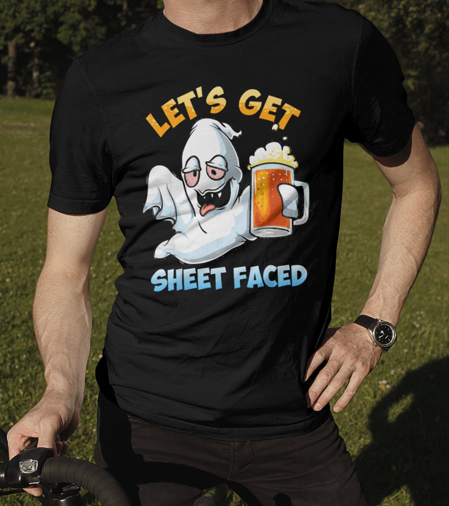 LET'S GET SHEET FACED Ghost With Beer T-Shirt