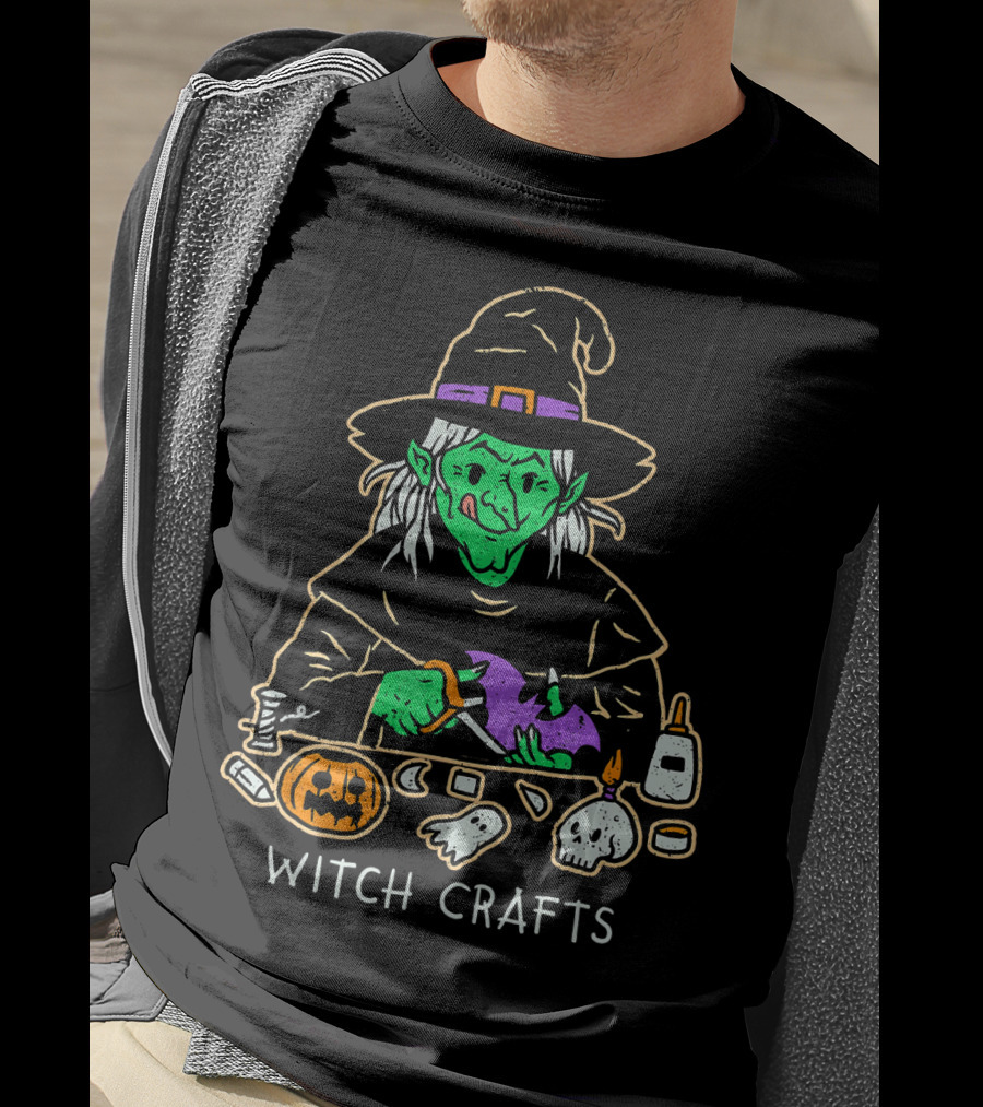 Witch Crafts Halloween Witchcraft With Pumpkins And Spooky Elements T-Shirt