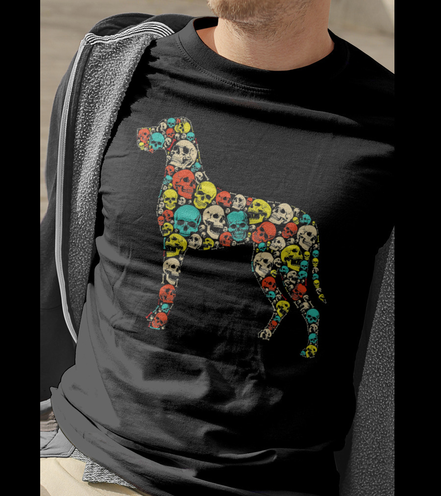 Funny Great Dane Dog Skull Skeleton Pattern Hall T-Shirt