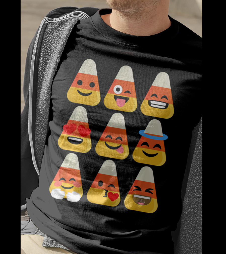 Candy Corn Emoji Faces Kawaii Expressions T-Shirt
