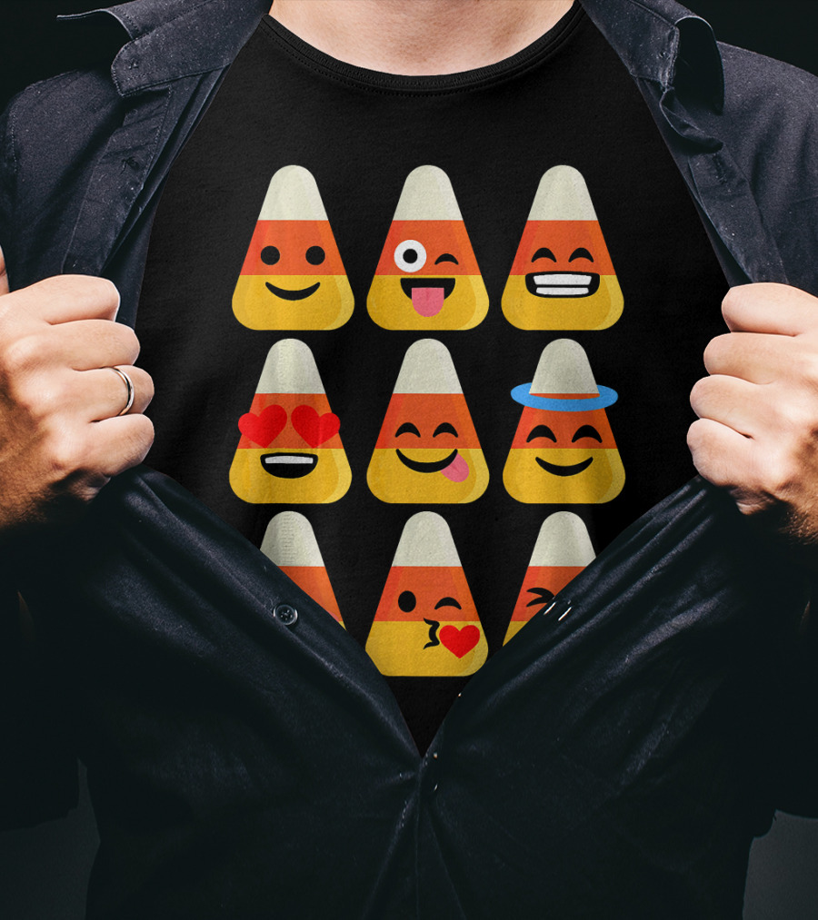 Candy Corn Emoji Faces Kawaii Expressions T-Shirt