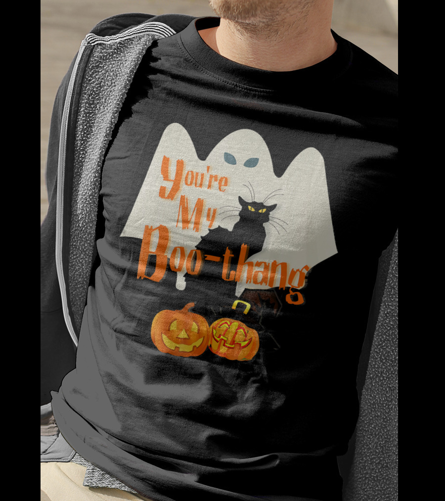 You're My Boo-Thang Halloween Ghost Black Cat Pumpkins T-Shirt