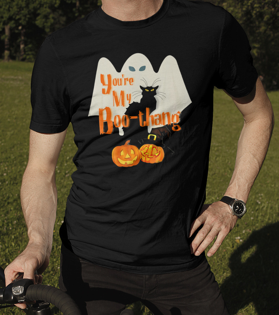 You're My Boo-Thang Halloween Ghost Black Cat Pumpkins T-Shirt