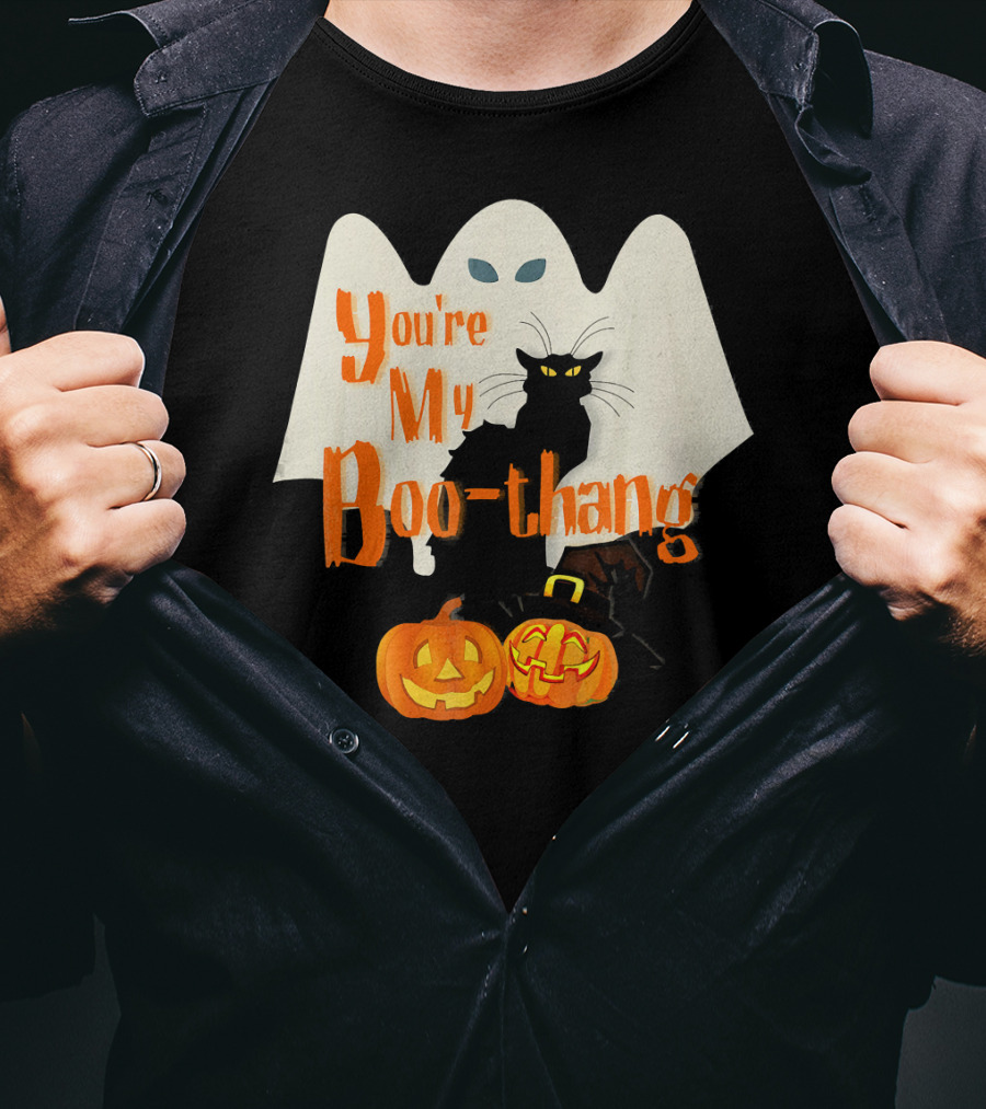 You're My Boo-Thang Halloween Ghost Black Cat Pumpkins T-Shirt
