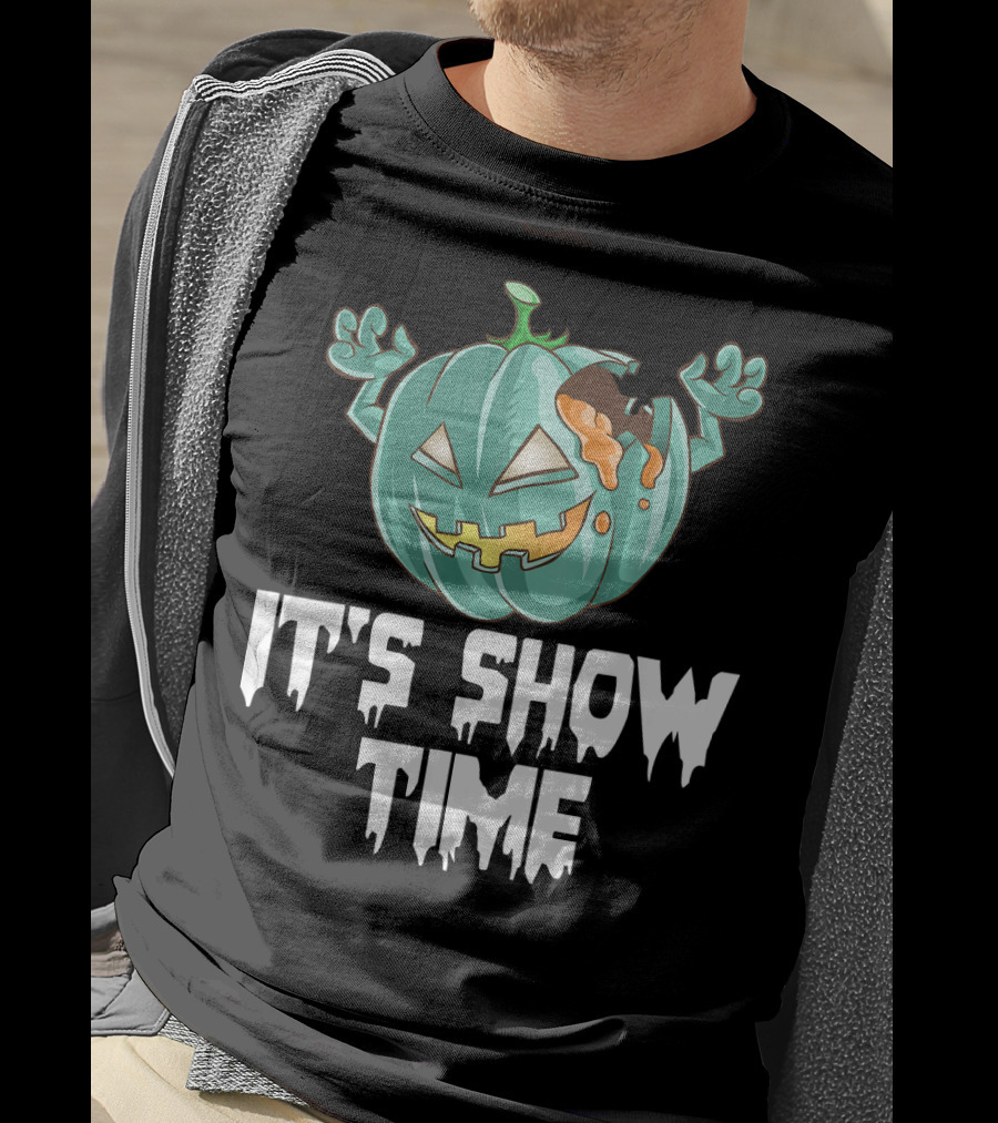 Zombie Pumpkin It's Show Time Halloween Fun T-Shirt