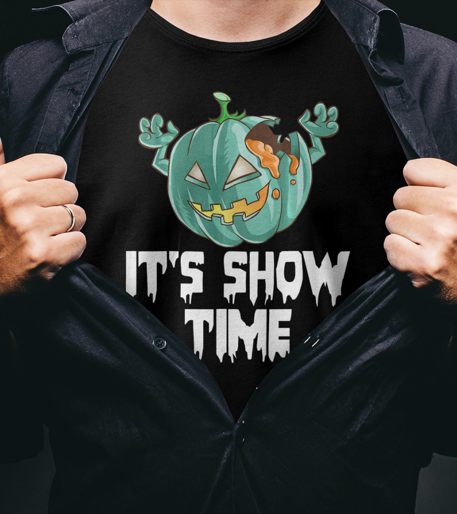 Zombie Pumpkin It's Show Time Halloween Fun T-Shirt