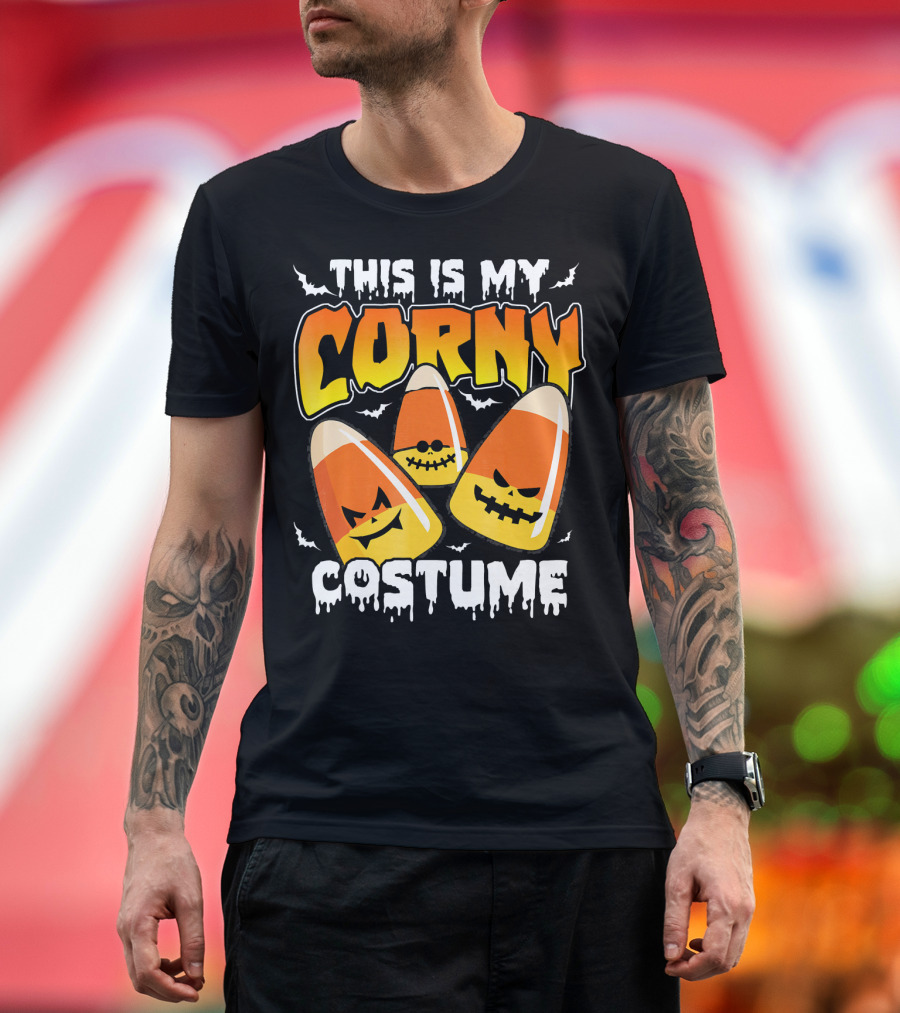 This Is My Corny Costume Candy Corn Halloween Bats T-Shirt
