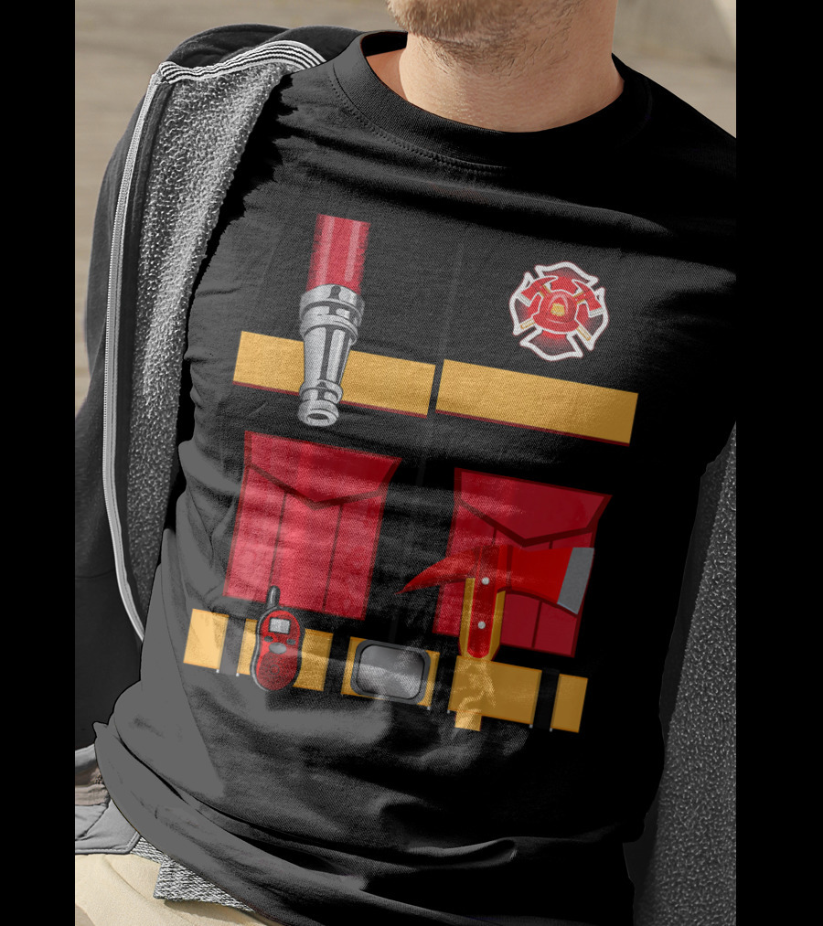 Firefighter Tools Axe Hose Crest Radio Uniform T-Shirt