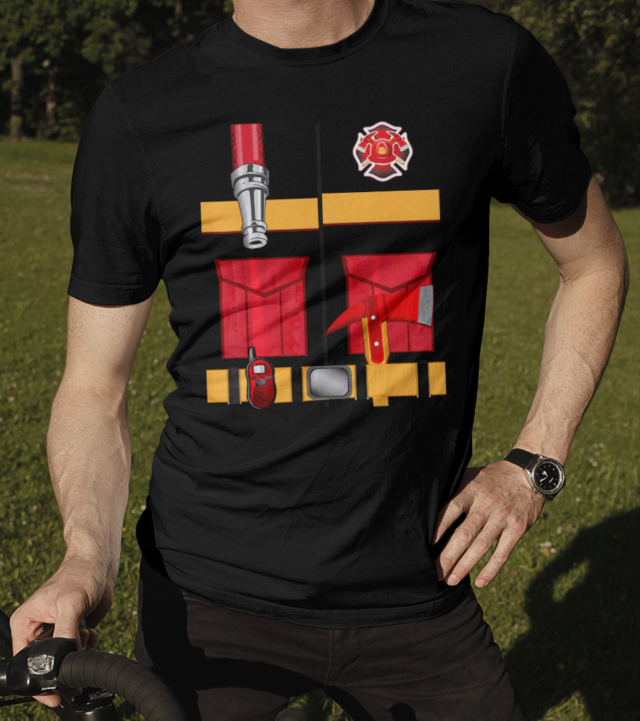 Firefighter Tools Axe Hose Crest Radio Uniform T-Shirt