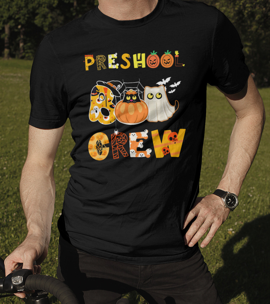 Preschool Halloween Crew Preschool Teacher Ghost Pumpkin Bat T-Shirt