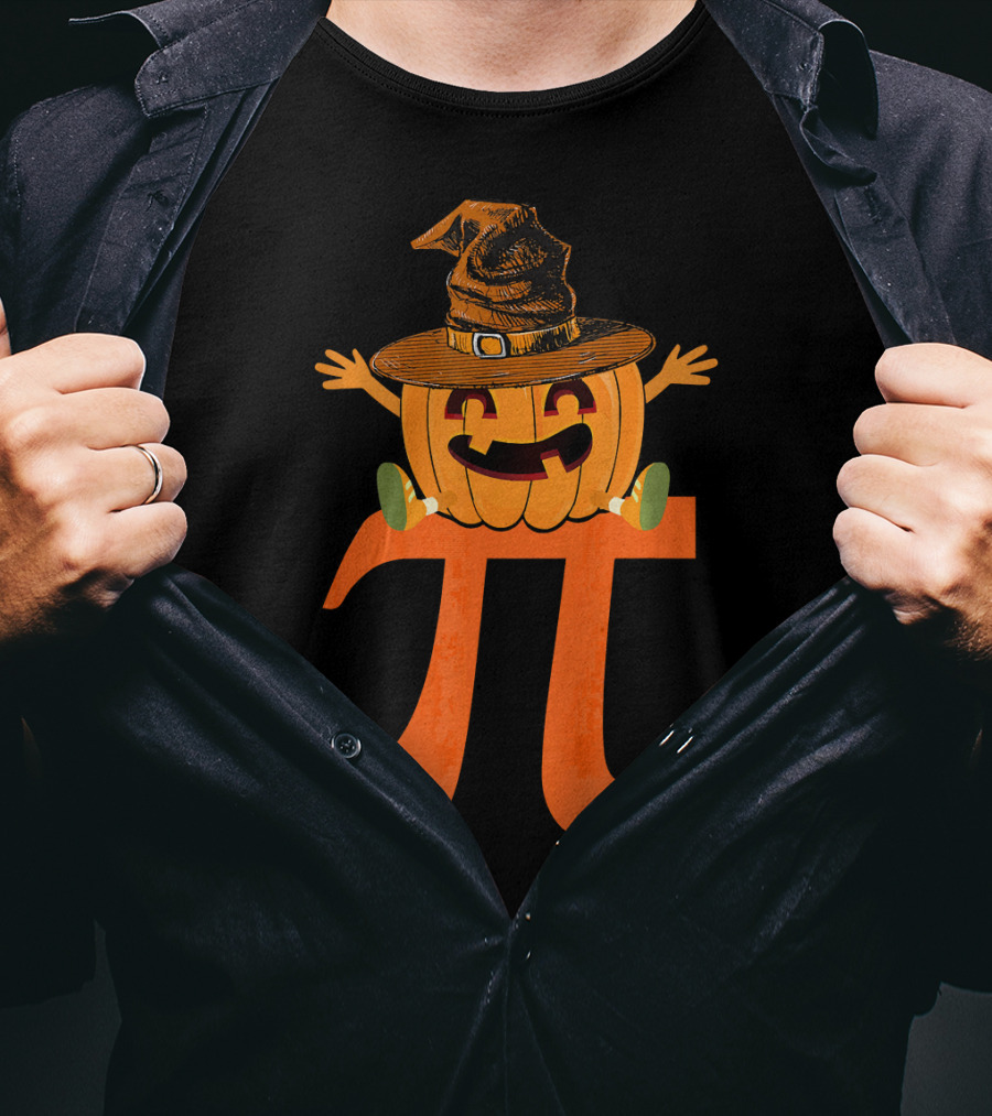 Halloween Pumpkin Witch Sitting On Pi T-Shirt