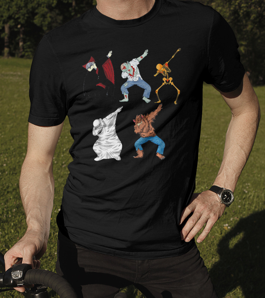 Halloween Monster Mash Dab Dance Party Featuring Vampire Zombie Skeleton Ghost Werewolf T-Shirt