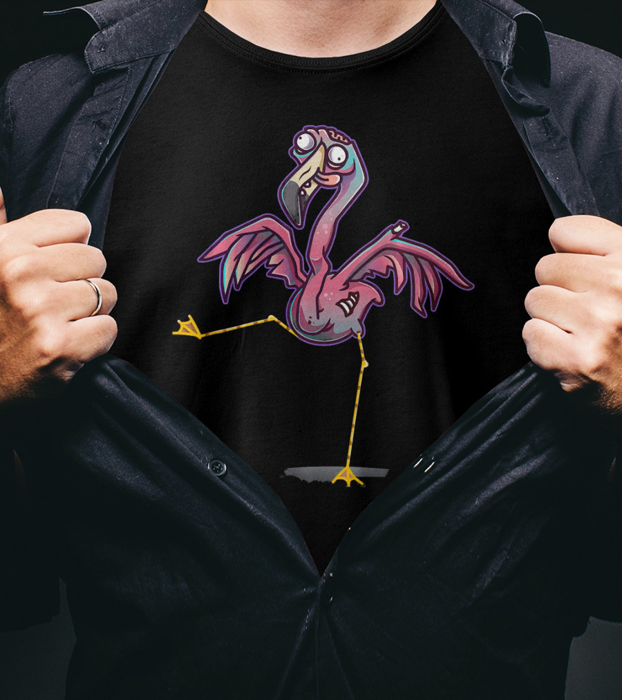Zombie Flamingo Happy Flamingoween Pink Quirky Halloween Creature T-Shirt