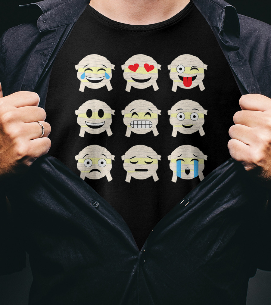 Mummy Emoji Funny Faces Emoticon Mummies Collection T-Shirt