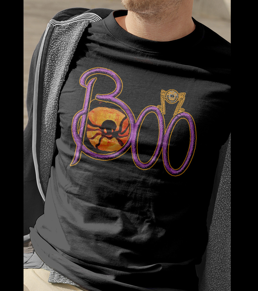 Purple Spider Halloween Boo Pumpkin Jack O Lantern Cut T-Shirt