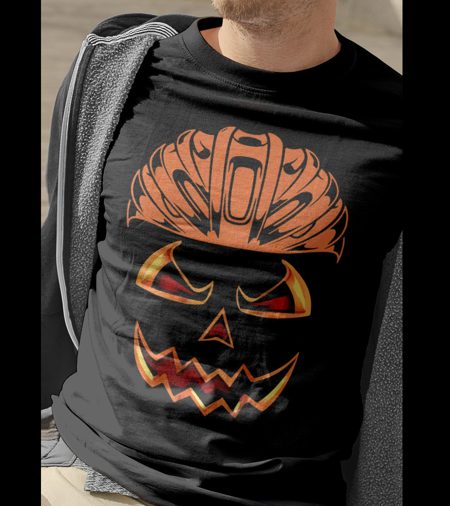 Bicycle Helmet Jack O Lantern Pumpkin Face T-Shirt