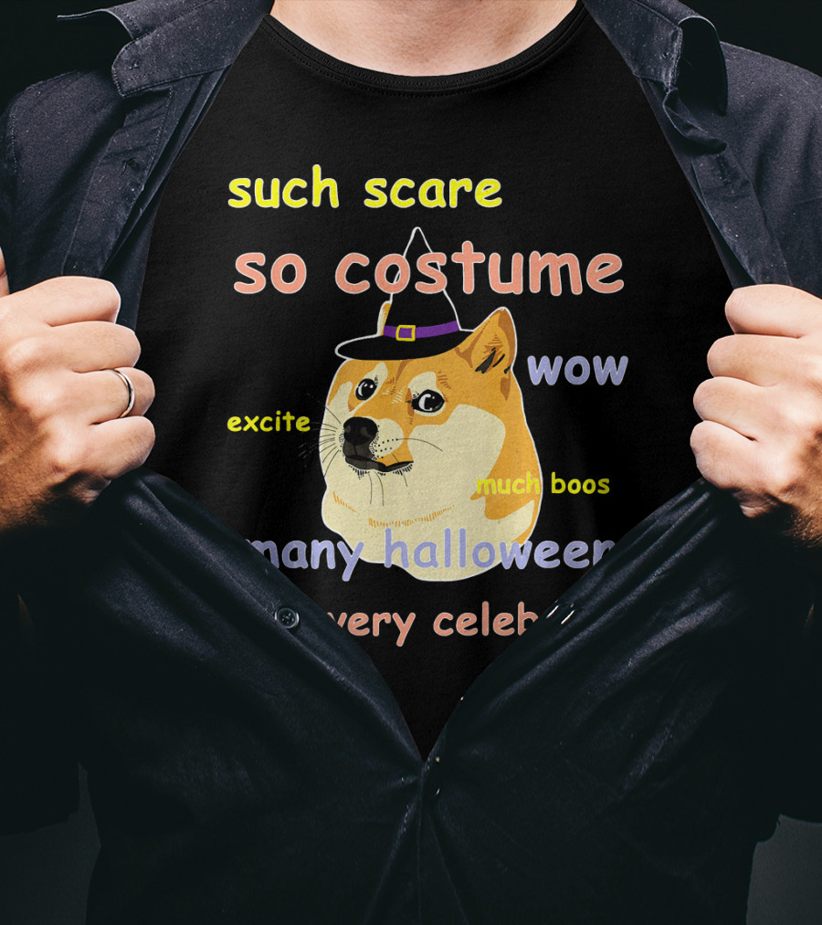 Such Scare So Costume Wow Excite Much Boos Many Halloween Very Celebrate T-Shirt