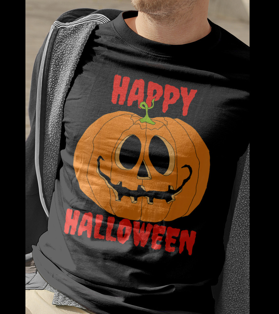 Happy Halloween Big Orange Jack O Lantern Pumpkin T-Shirt